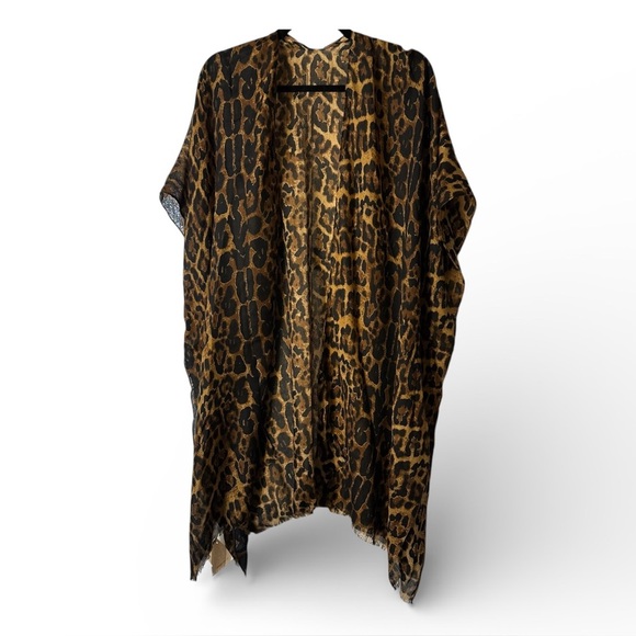 L.I.B. New York Jackets & Blazers - L.I.B New York Leopard Kimono Cover Up Light Weight New Brown